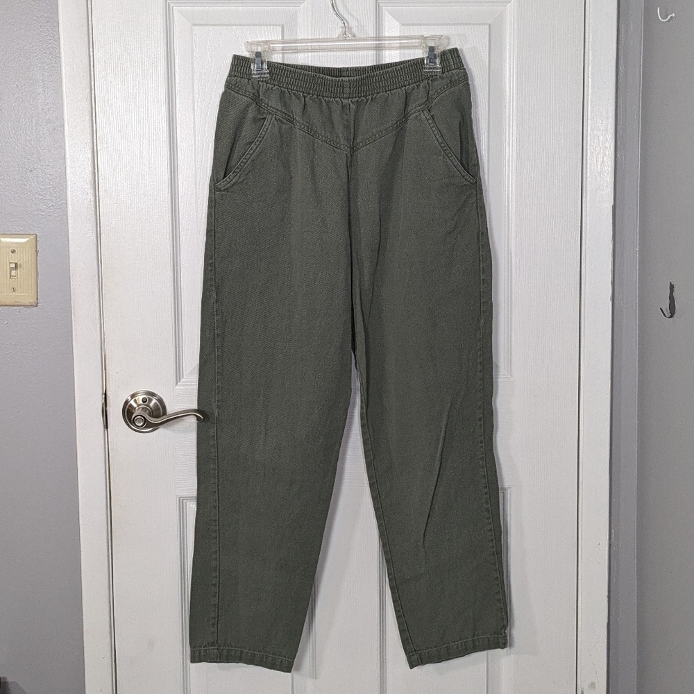 Vintage Lady Blair 100% Cotton Olive Green Casual‎ Straight-Leg Pants Size 10